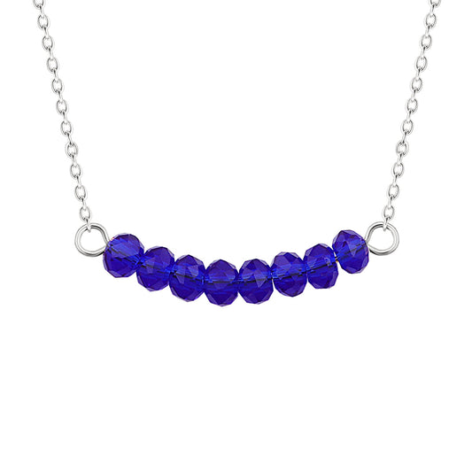 Collier réglable en argent sterling avec perles de saphir CZ de 40 cm