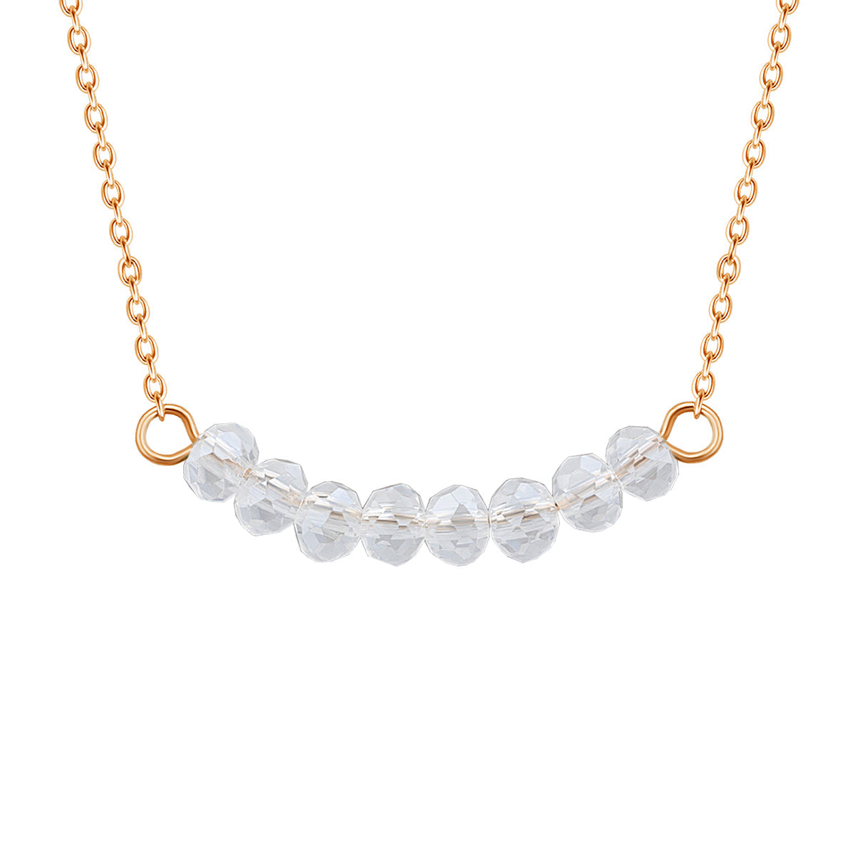 Collier en argent sterling plaqué or rose avec perles en oxyde de zirconium (40 cm)