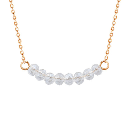 Collier en argent sterling plaqué or rose avec perles en oxyde de zirconium (40 cm)