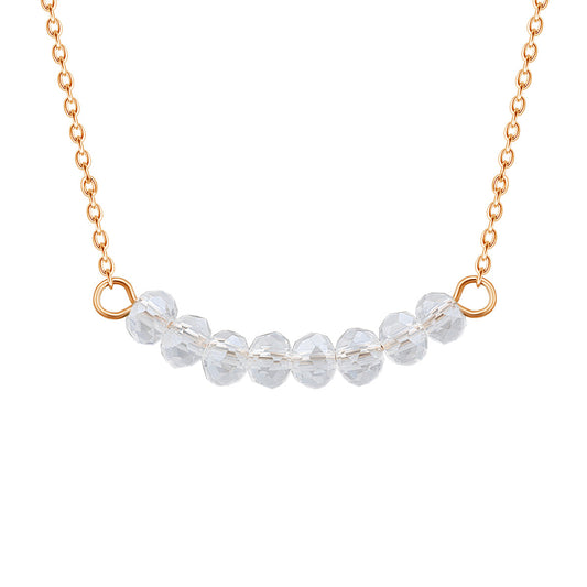 Collier en argent sterling plaqué or rose avec perles en oxyde de zirconium (40 cm)