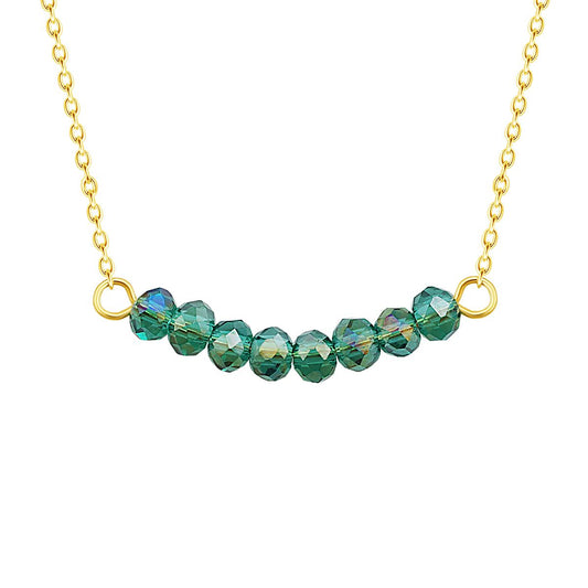 Collier en argent sterling plaqué or avec perles d'émeraude CZ de 40 cm