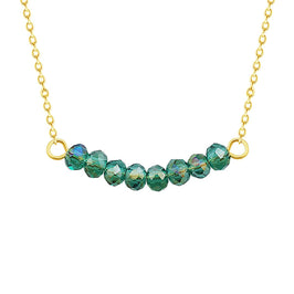 Collier en argent sterling plaqué or avec perles d'émeraude CZ de 40 cm