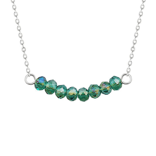 Collier réglable en argent sterling avec perles d'émeraude CZ de 40 cm