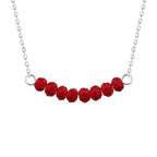 Collier réglable en argent sterling avec perles de grenat CZ de 40 cm