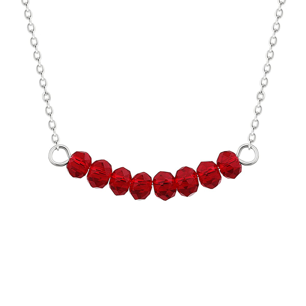 Collier réglable en argent sterling avec perles de grenat CZ de 40 cm