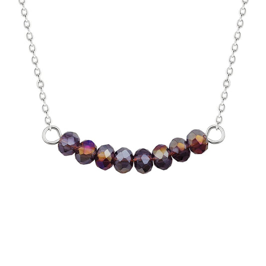 Collier réglable en argent sterling avec perles d'améthyste CZ de 40 cm