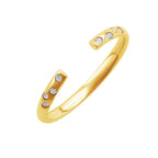 Bague réglable ouverte en argent sterling plaqué or avec zircone cubique
