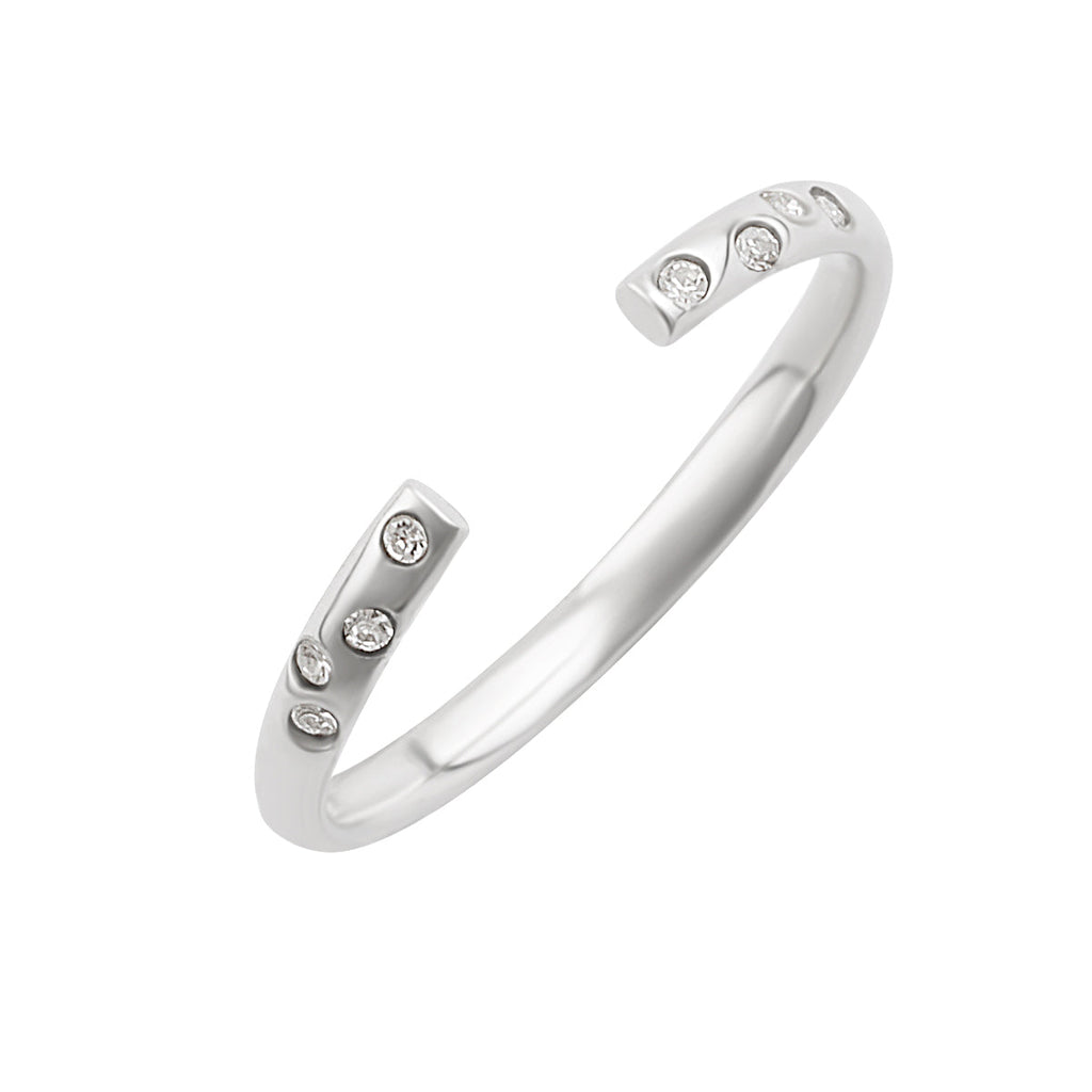 Bague réglable ouverte en argent sterling avec zircone cubique