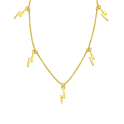 Collier multi-éclairs en argent sterling plaqué or de 40 cm