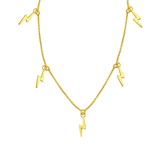 Collier multi-éclairs en argent sterling plaqué or de 40 cm