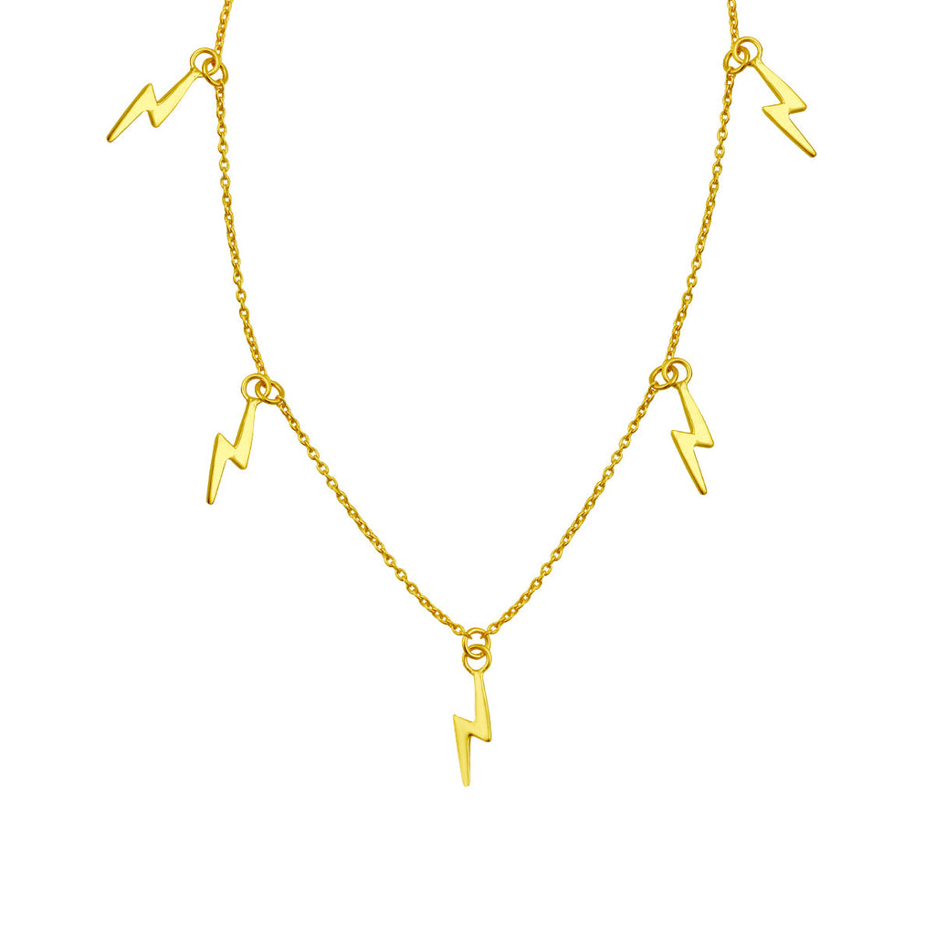 Collier multi-éclairs en argent sterling plaqué or de 40 cm