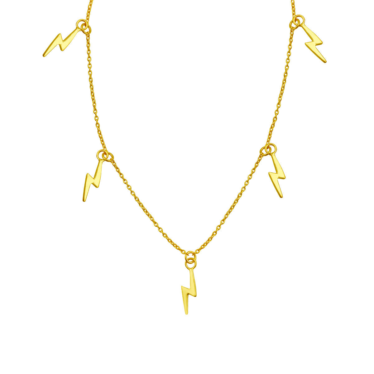 Collier multi-éclairs en argent sterling plaqué or de 40 cm