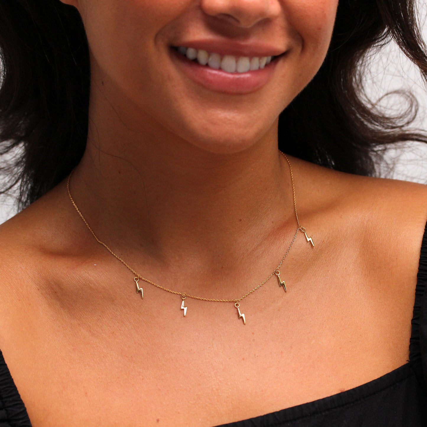 Collier multi-éclairs en argent sterling plaqué or de 40 cm
