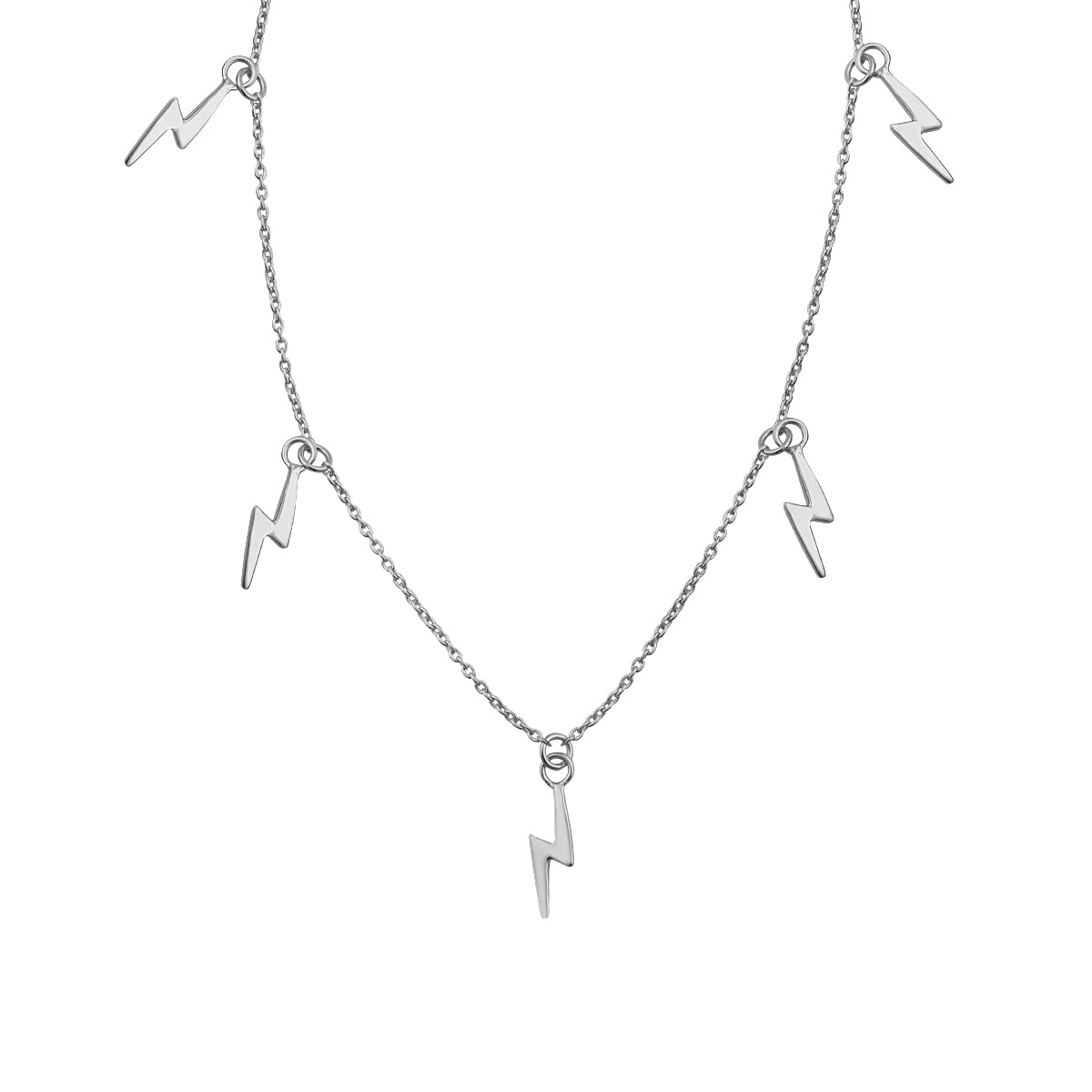 Collier réglable en argent sterling avec plusieurs éclairs de 40 cm