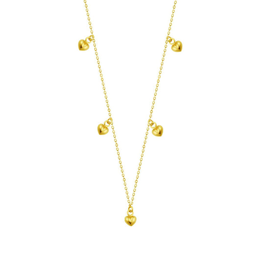 Collier réglable multi-cœurs en argent sterling plaqué or