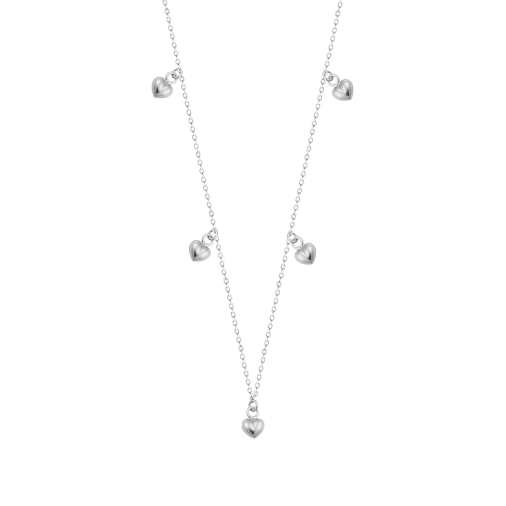 Collier réglable en argent sterling avec plusieurs cœurs de 40 cm