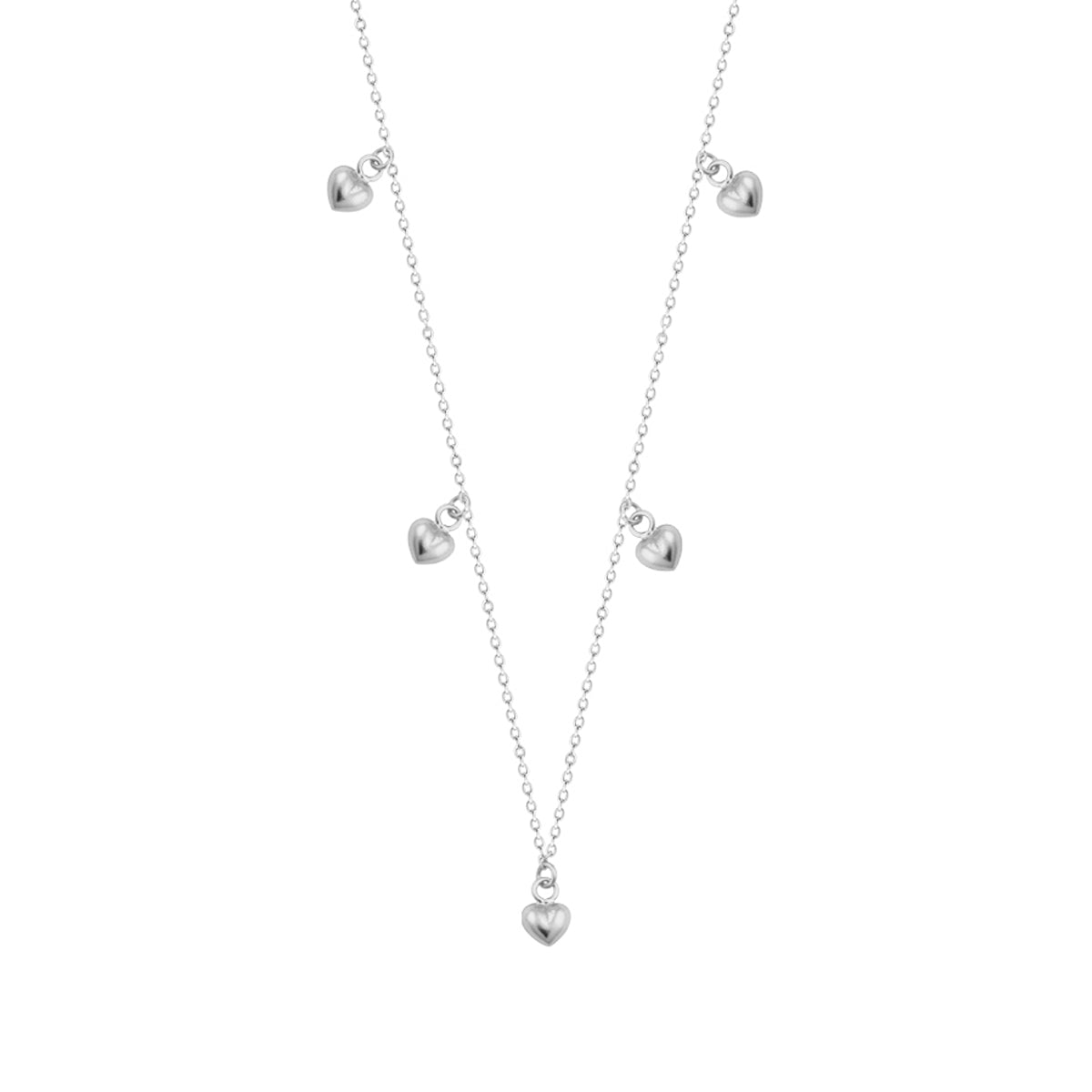 Collier réglable en argent sterling avec plusieurs cœurs de 40 cm