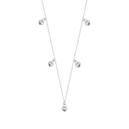 Collier réglable en argent sterling avec plusieurs cœurs de 40 cm