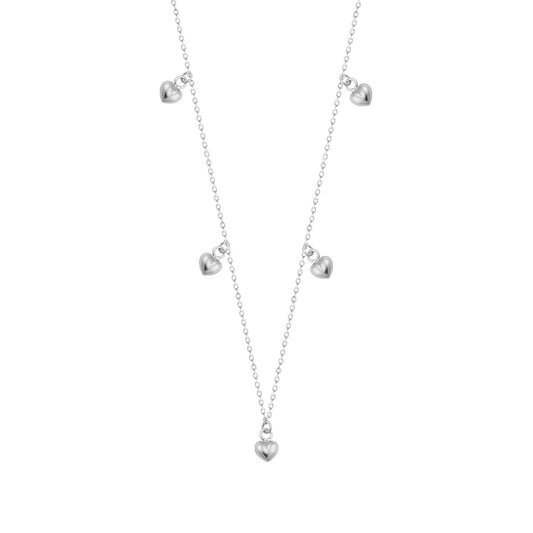 Collier réglable en argent sterling avec plusieurs cœurs de 40 cm