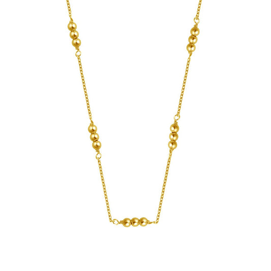 Collier triple perle en argent sterling plaqué or de 40 cm
