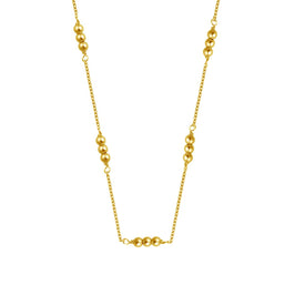 Collier triple perle en argent sterling plaqué or de 40 cm