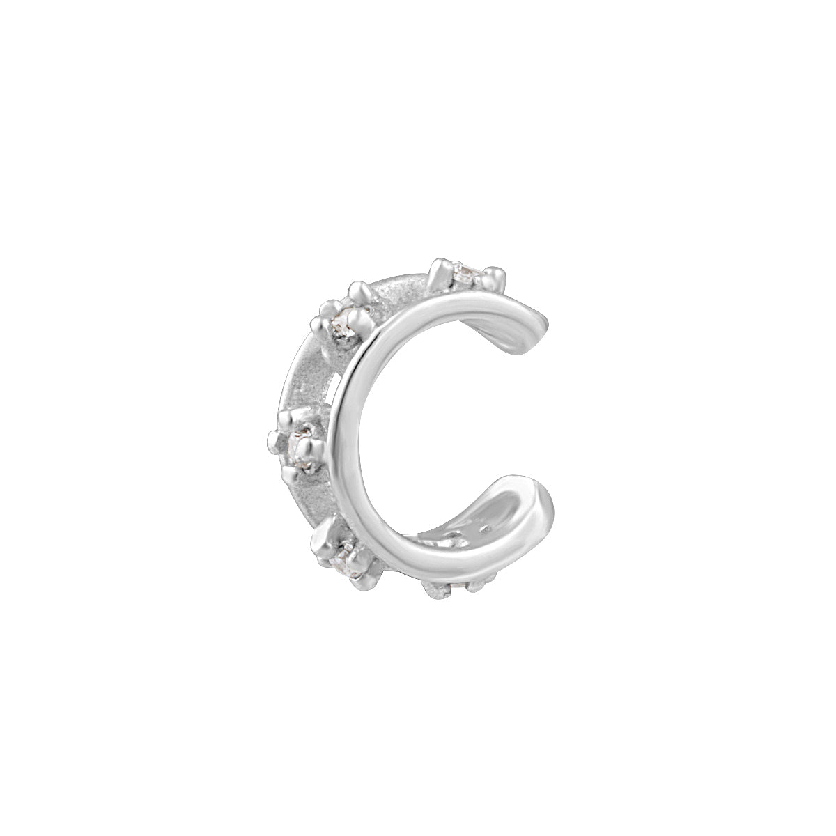 Manchette d'oreille en argent sterling avec double zircone cubique