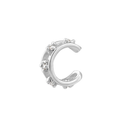 Manchette d'oreille en argent sterling avec double zircone cubique