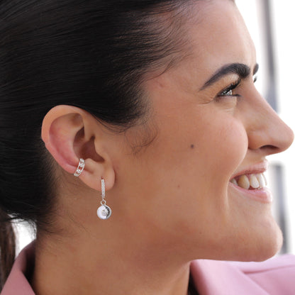 Manchette d'oreille en argent sterling avec double zircone cubique