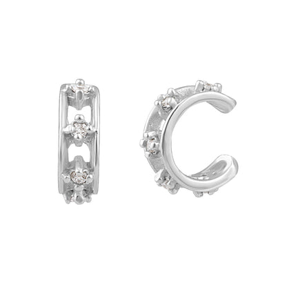 Manchette d'oreille en argent sterling avec double zircone cubique