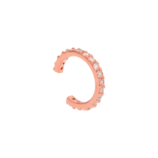 Manchette d'oreille en argent sterling plaqué or rose avec zircones cubiques