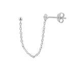 Boucle d'oreille double à chaîne en argent sterling avec boule en zircone cubique