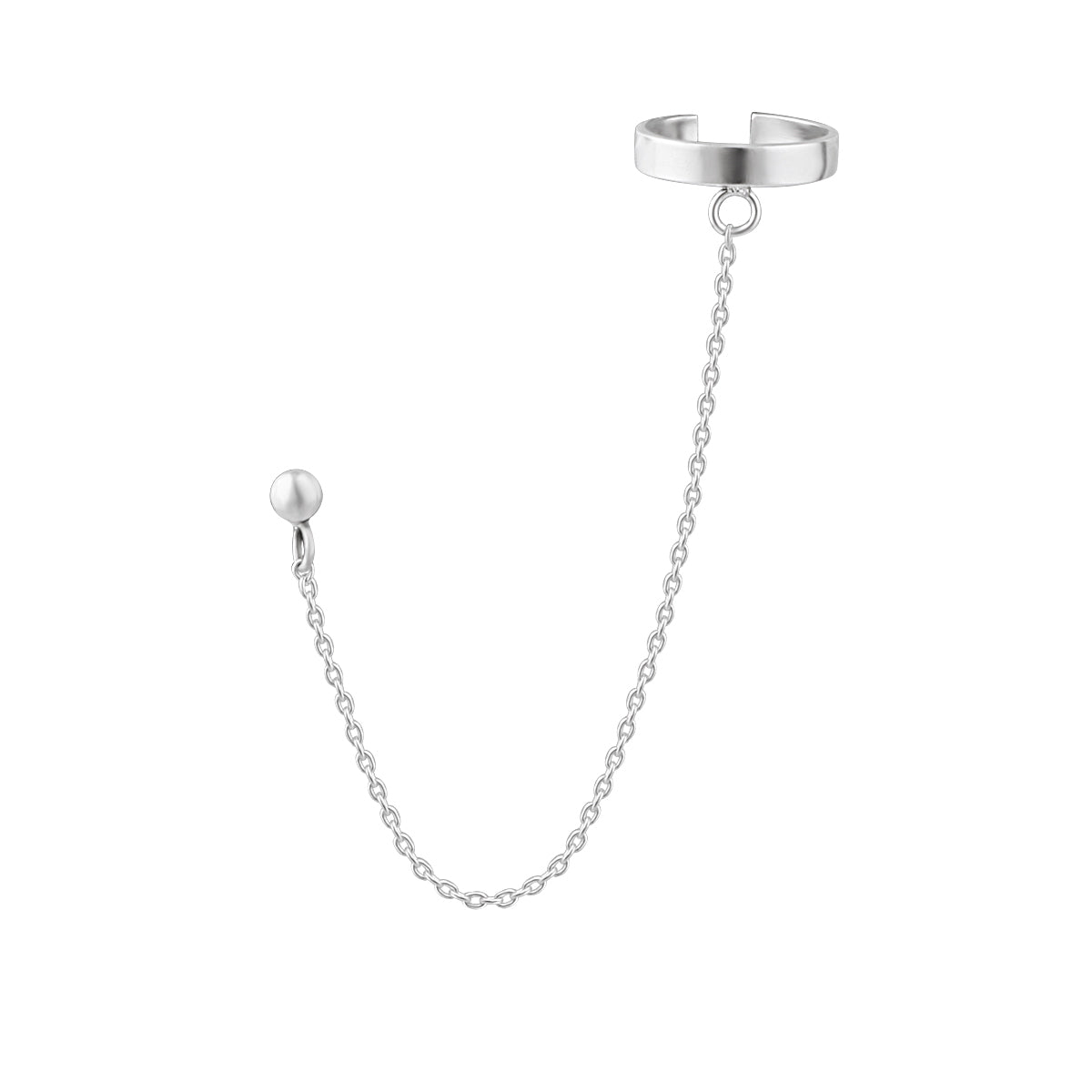 Boucle d'oreille simple en argent sterling avec chaîne à boule