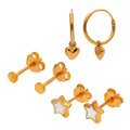 Ensemble de petites boucles d'oreilles à tige et créoles en argent sterling plaqué or