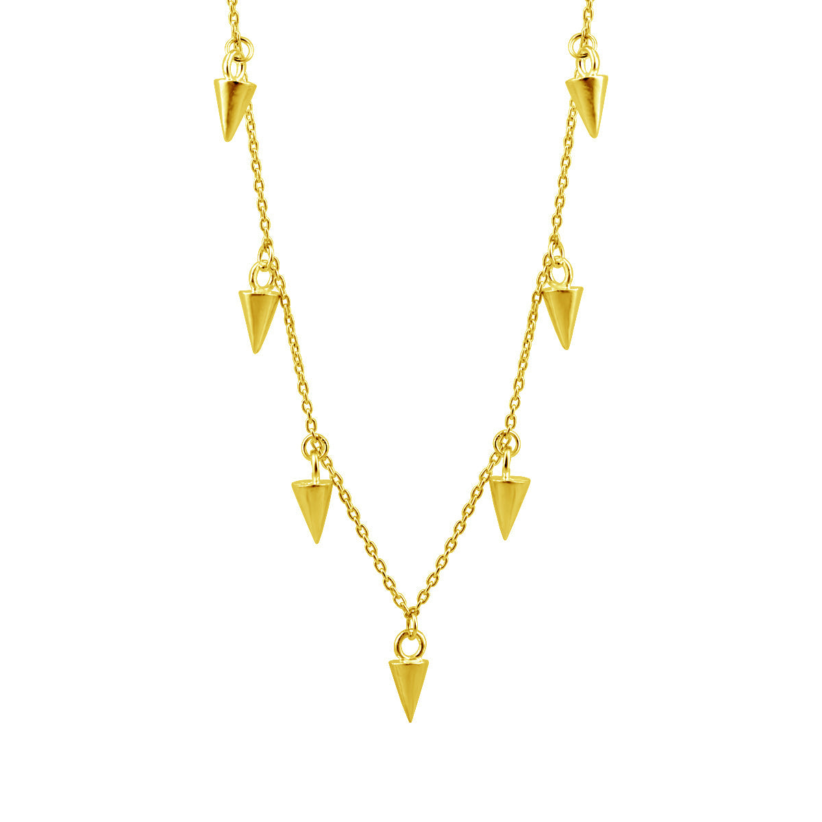 Collier multi-pointes en argent sterling plaqué or de 40 cm