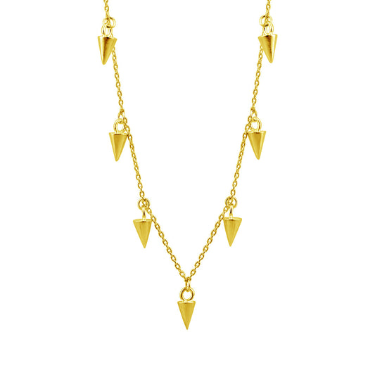 Collier multi-pointes en argent sterling plaqué or de 40 cm