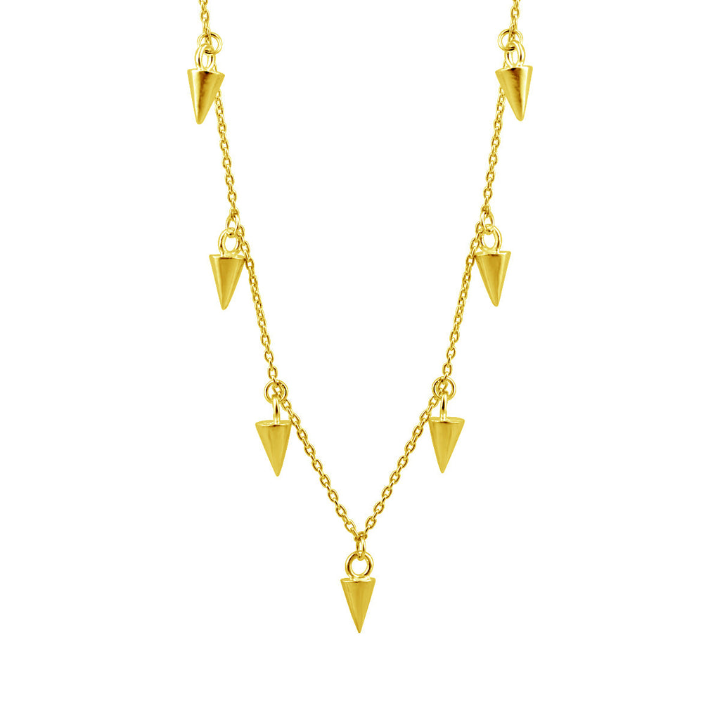 Collier multi-pointes en argent sterling plaqué or de 40 cm