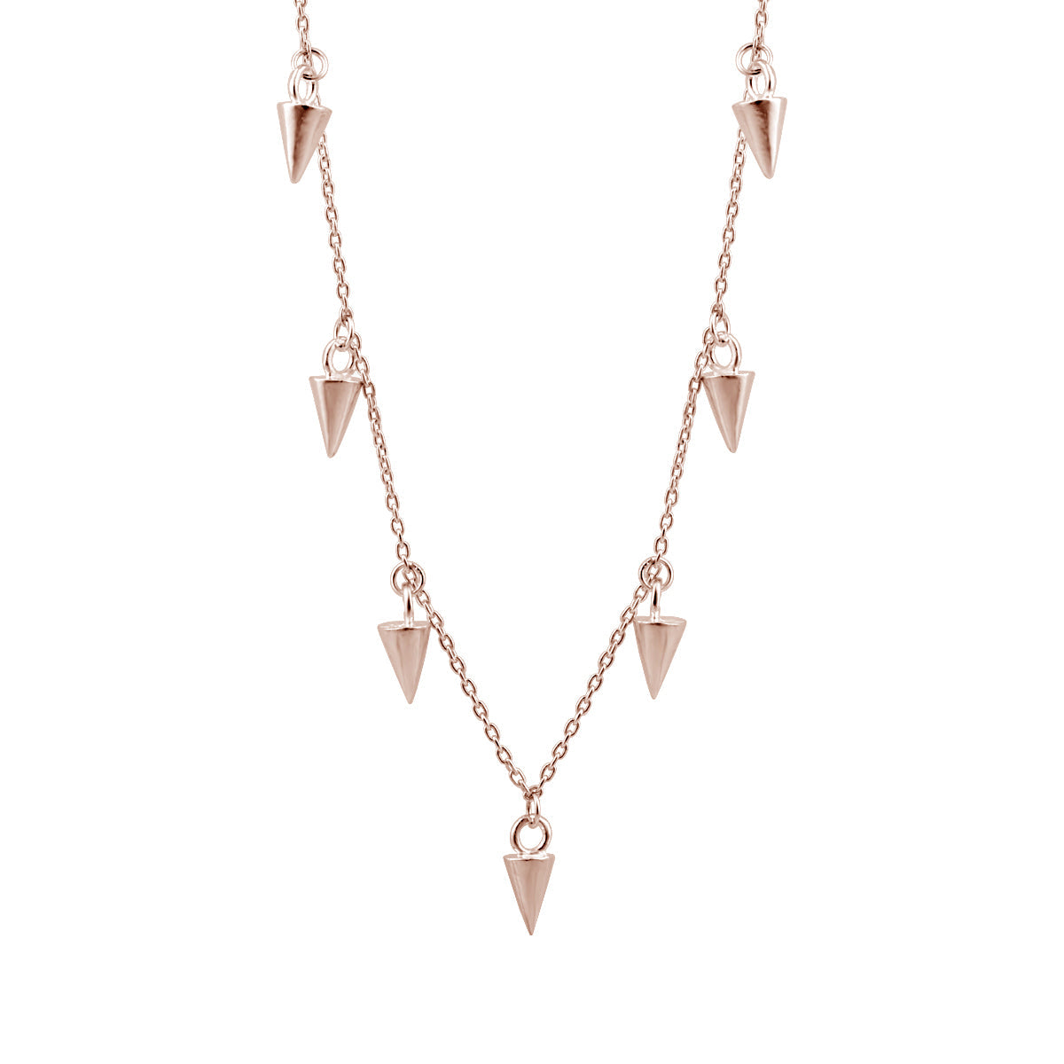 Collier multi-pointes en argent sterling plaqué or rose de 40 cm