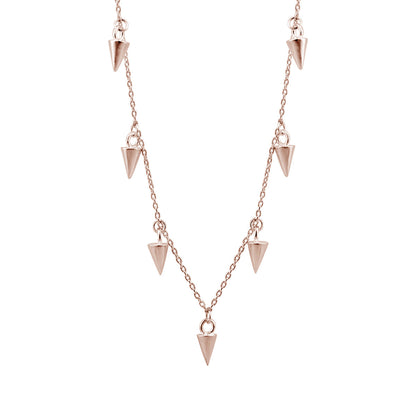 Collier multi-pointes en argent sterling plaqué or rose de 40 cm