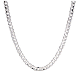 Collier en argent sterling avec chaîne gourmette de 3 mm et diamants taillés en diamants, 45,7 cm