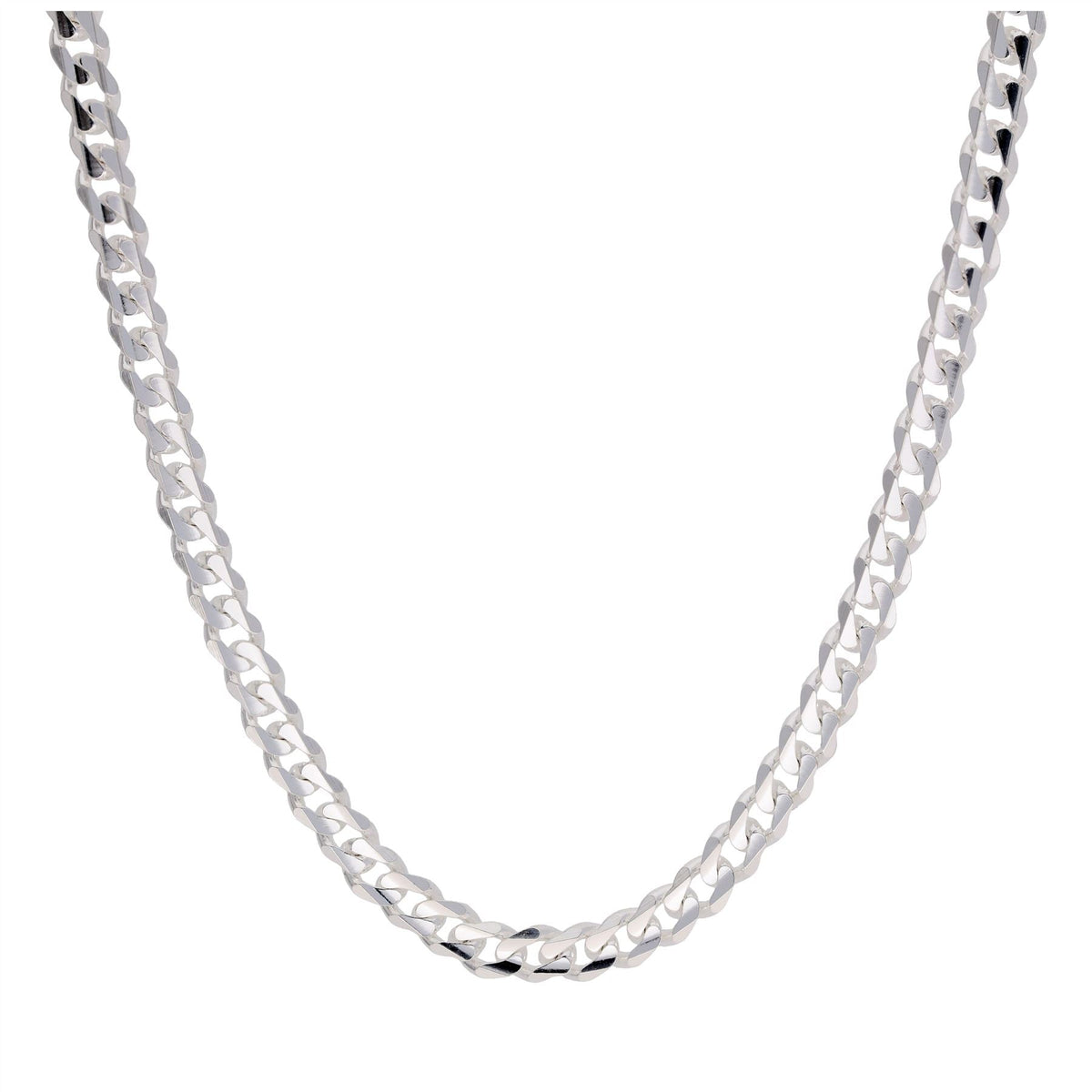 Collier en argent sterling avec chaîne gourmette de 3 mm et diamants taillés en diamants, 45,7 cm