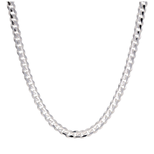 Collier en argent sterling avec chaîne gourmette de 3 mm et diamants taillés en diamants, 45,7 cm