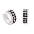 Boucles d'oreilles créoles Huggie 12 mm en argent sterling avec zircones cubiques noirs