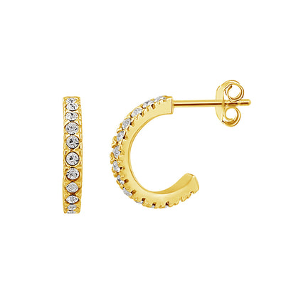 Boucles d'oreilles créoles ouvertes en argent sterling plaqué or et zircones cubiques de 10 mm