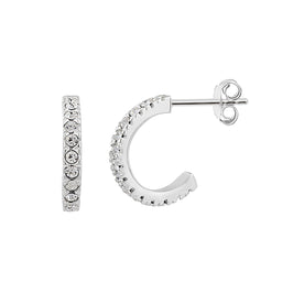 Boucles d'oreilles créoles ouvertes en argent sterling avec zircones cubiques de 10 mm