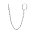 Boucles d'oreilles créoles doubles de 10 mm en argent sterling avec chaîne Singapour