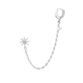 Boucles d'oreilles créoles en argent sterling avec chaîne et étoile en forme de lune
