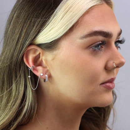 Boucles d'oreilles à tige en argent sterling avec étoiles filantes