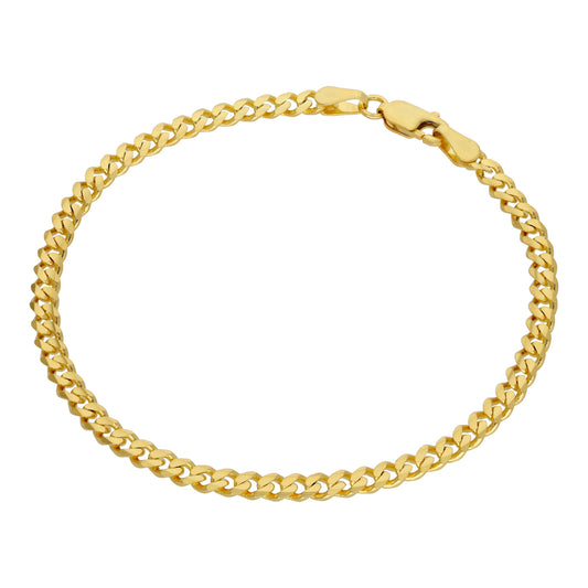 Bracelet gourmette en argent sterling plaqué or de 3,5 mm, 17,8 cm