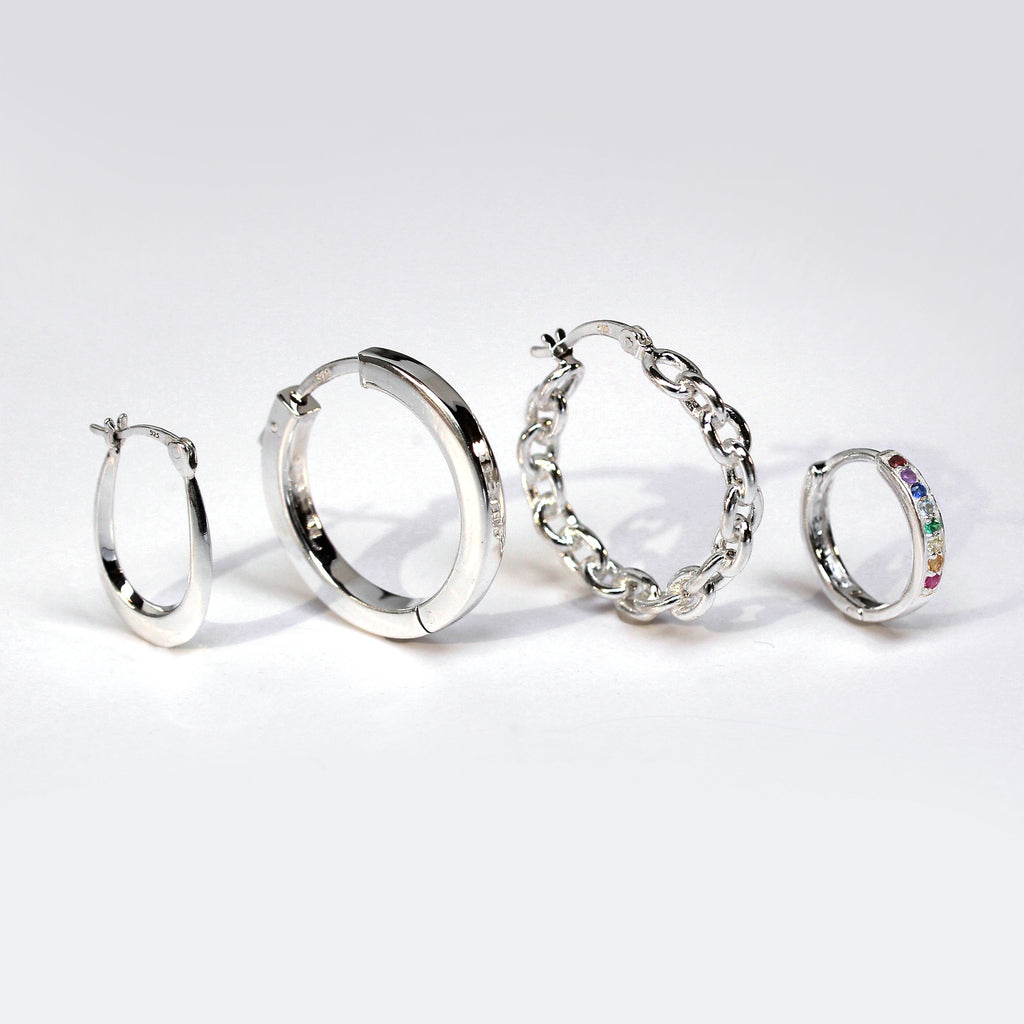 Boucles d'oreilles créoles à longues chaînes en argent sterling