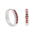 Boucles d'oreilles créoles en argent sterling avec grenat et zircones cubiques pavées de 15 mm